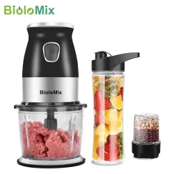 Biolomix, BioloMix 500W 3-in-1 Tragbarer Mixer mit 600ml BPA-freier Flasche und Zerkleinerungsschüssel zum Entsaften, Mahlen und für Babynahrung