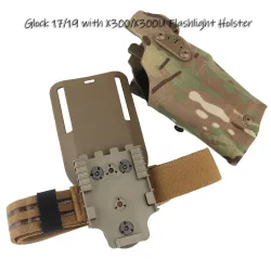 6354DO Taktisches Pistolenholster für Glock 17/19 mit X300/X300U Taschenlampe Airsoft -832 ALS Schnellverschluss-Beinholster