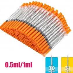 20/50/100 Stück 1ml 0,5ml 30G 31G Einwegspritze für Haustiere Hund Katze Plastik-Veterinärspritze mit Nadeln Medizinbedarf