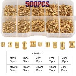 500 Stück M2 M2,5 M3 Messing Einbettungsschraube Mutter Hot Melt Injektionsgewinde gerändelt Wärmeeinsatz Mutter Doppel Twill Kit 3D-Druckwerkzeug