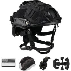 FAST Taktischer Schutzhelm, verstellbarer taktischer Helm mit Batteriefach und Abdeckung für Airsoft, Cosplay, Militärausrüstung