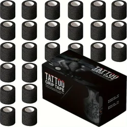 3/6/12/24/48 PCS Tattoo Grip Abdeckung Wrap Einweg Schwarz Verband Für Tattoo Grip Verband maschine Band Rohr Zubehör