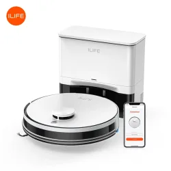 ILIFE, ILIFE A30 PRO 5000Pa Saugkraft, Roboter-Staubsauger und Wischmopp-Kombination, Selbstentleerung, 60 Tage Akkulaufzeit, App/Fernbedienung, 180 Minuten Laufzeit