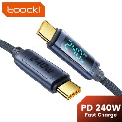 Toocki 240 W Typ C auf Typ C-Kabel PD3.1 Digitalanzeige 100 W Schnelllade-USB-C-Kabel für MacBook iPhone 16 15 Samsung Xiaomi