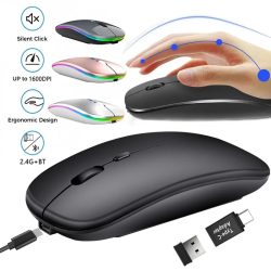 Wiederaufladbare Drahtlose Maus Bluetooth 2,4 GHz Dual Modi Computer Mäuse mit Nano Empfänger für PC Laptop Macbook
