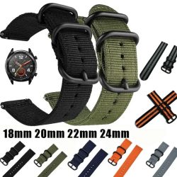 18mm 20mm 22mm 24mm Nylon Stoff Uhrenarmbänder Sportarmband für Samsung Galaxy Watch 3 Bandbänder Amazfit GTR GTS Huawei GT2