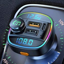 Bluetooth 5.0 FM-Transmitter Freisprecheinrichtung Autoradio Modulator MP3-Player mit 22,5 W USB Super Quick Charge Adapter für Auto