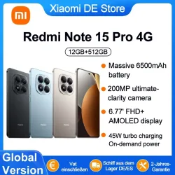 Globale Version Xiaomi REDMI Note 15 Pro 4G Smartphone 6,77 Zoll FHD 6500 mAh 45 W Turbo-Ladung 120 Hz 200 MP Hauptkamera IP65 NFC