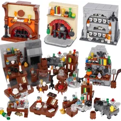 Moc mittelalter liche Napoleon Möbel Schaffell Papiers chrank Bausteine Tinte Karte Kompass gedruckt Fliesen Ziegel Spielzeug Jungen Geschenk