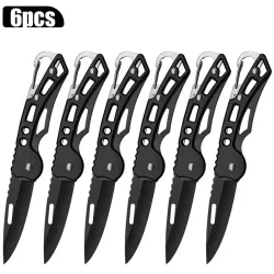 6-teiliges Set Kompakte Edelstahl-EDC-Klappmesser, mit Clip, gezahnter Klingendesign, geeignet für Links- und Rechtshänder, ideal für Camping, Wandern, Angeln und ein unverzichtbares Zubehör für