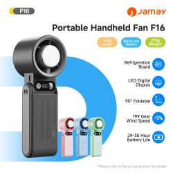 Tragbarer Handventilator mit LED-Digitalanzeige und Kühlplatte 90 °   Faltbarer 199Gear Starker Windgenerator 8000mAh F16
