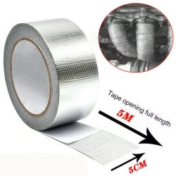 5m*5cm Auspuffrohr-Isolierband Auspuff-Hitzeband Krümmer-Downpipe Hochtemperatur-Bandage Silbernes Klebeband