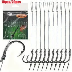 10/20 Stück Method Feeder Rigs mit Widerhaken und 8 geflochtenen Schnüren, hochfeste Widerhaken-Angelhaken Größe 6 8 10 12 14, Feeder-Angeln