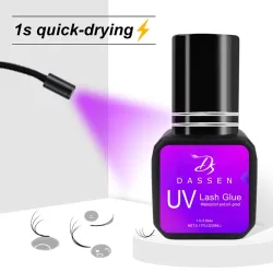Dassen 5ml UV-Wimpernverlängerungskleber 1S Schnelltrocknend Starker Halt Langanhaltend Nicht-reizender Klebstoff für Nerz-Wimpern Professionell