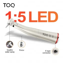 Ti Max Z95L Winkelstück Dental 1:5 Geschwindigkeitsverstärkung Handstück mit LED-Lichtwellenleiter, Quattro-Spray, roten Ringen