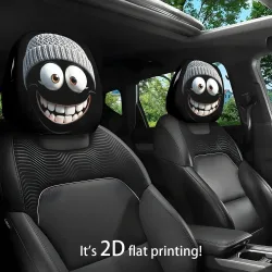 2-teilige Strickmützen mit klassischen Zeichentrickfiguren mit niedlichen Ausdrügen und lächelndem Thema, Abdeckungen für die Kopfstütze des Autos, waschbar