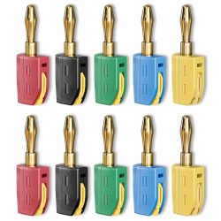 4-mm-Bananenstecker, Hochstrom-Schnellanschluss, vergoldet, 32 A, 10 Stück Bananenstecker