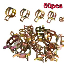 50 Stück Verschluss, 5 mm, 6 mm, 7 mm, 8 mm, 9 mm, Federklemme, Kraftstoff-Wasserleitung, Schlauchrohr, Luftschlauchklemmen, Kraftstoff-Wasser-Schlauchklemmen, Verschluss