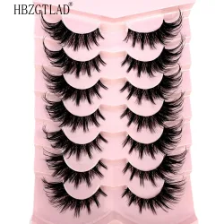 HBZGTLAD, 7/8 Paar Katzenaugen-Wimpern, Manga-Wimpern, 3D-klares Band, natürliche Halbwimpern, Ende der Augen, längliche Nerz-Wimpern, flauschige Wimpern