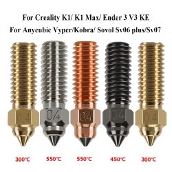 Düse für Creality K1 K1 Max Ender 3 V3 KE CR-M4 Bimetallbeschichtetes Kupfer Hartstahl Messing für Vyper Kobra Sovol SV06 plus/SV07