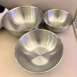 1?3 Edelstahl-Schüssel-Set mit Skala zum Kochen, Backen, Aufbewahrung von Lebensmitteln, großes Fassungsvermögen, Rührschüsseln für die Küche zu Hause