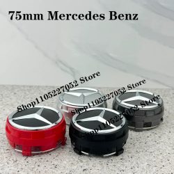 4er-Set 75mm ABS Schwarz Silber Auto Radnabenkappen Emblem Styling Autozubehör für Mercedes Benz AMG A0004000900