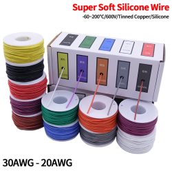 Superweiche Kupferdrahtbox (5 Farben Mix Kit) Hitzebeständiges, flexibles Silikon 30/28/26/24/22/20 AWG elektrisches verzinntes Kupferkabel