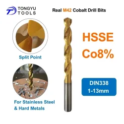 M42 Kobalt-Bohrer HSS Co8% Spiralbohrer TiN-beschichtet DIN338 Typ W für Edelstahl Hartmetall 1-13mm