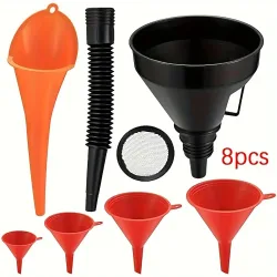 8er-Pack, Fülltrichter-Set, Mehrzwecktrichter mit Schlauch, abnehmbarem Ausguss und langem Trichter für Autos, Werkstätten und Zuhause