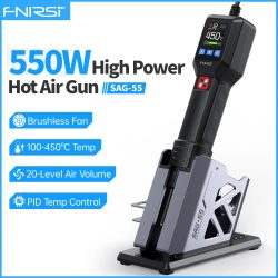 FNIRSI SAG-55 Micro Heißluftpistole 550 W mit Ständer BGA Rework LCD Digital Haartrockner Löten Heißluftpistole zum Schweißen Reparaturwerkzeuge