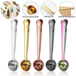 2-in-1 Edelstahl Kaffee Mess Kaffee Scoop Multifunktionale Lebensmittel Dichtung Clip Tee Milch Pulver Scoop Kaffee zubehör