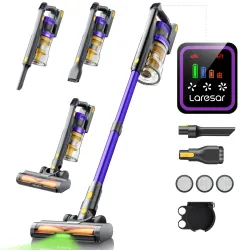 Laresar X11 Akku-Staubsauger, 550 W, 55 kPa, Saugleistung, Hand-Smart-Home-Staubbecher, 60 Minuten Laufzeit, 3-teiliges Hepa-Filtes-Set