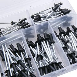 120 Stück schwarze Aluminiumkern-Zugnieten M2,4 M3,2 M4 Größen für Dekoration und Befestigung