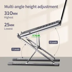 YYLM N8 Laptop-Ständer aus Aluminium für MacBook, verstellbar, tragbar, mehr Stufe, Laptop-Ständer, Kühlständer, faltbarer Notebook-Halter