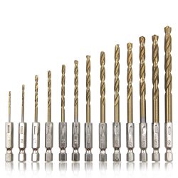 Sechskantgriff, 13-teilig, titanbeschichtet, Spiralbohrer, 1,5?6,5 mm, elektrischer Bohrschrauber, Bohren, Luftschraubendreher, Werkzeug, Zubehör-Set