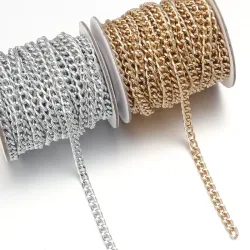5 Yards/Rolle Metall-Aluminium-O-förmige Ketten Gold-Silber-Farbe Twist-Kette für DIY-Schmuckherstellung, Kleidung, Tasche, Zubehör, Zubehör