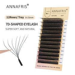 ANNAFRIS 7D W-förmige Wimpern, vorgefertigte Fächer-Wimpernverlängerung, natürliche weiche 7D W-Blumenwimpern
