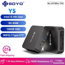 SOYO Y5 Mini-PC Intel Core i3 4. Generation 8 GB RAM 128 GB SSD Mini-Computer Windows 10 Pro 4K Dual Display Desktop-Computer WiFi 5 Typ-C