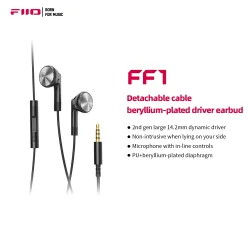 FiiO FF1 3,5 mm HiFi-Musik-Kopfhörer mit Kabel, 14,2 mm dynamischer HD-Mikrofon-Kopfhörer für Gaming-Meeting-Video