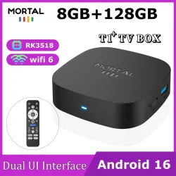 2026 Neue Smart-TV-Box T1+ RK3518 Android 16 WiFi 6 BT 5.4 Dual-UI-Schnittstelle 8K Ultra HD 8 GB RAM 128 GB ROM Smart Media Player