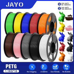 JAYO 10 Rollen Petg-Filament, 175 mm, 3D-Druck, keine Blasen, kein Zeichnen, glatt, mehrere Farben optional für 3D-Druck, 1,1 kg/1 Rolle
