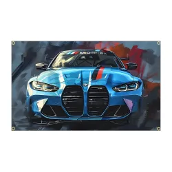 M Super Car Flag Polyester-Rennbanner, 60 x 90 cm, 90 x 150 cm, dekoratives Outdoor-Garagenbanner für Autoliebhaber