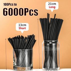100-6000PCS Schwarz Strohhalme Kaffee Trinkhalme Saft Trinkrohr Stroh Tee Cocktail Strohhalme Hochzeit Bar Party Großhandel