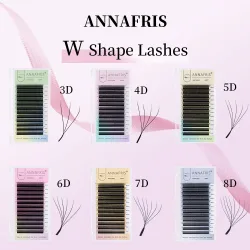 ANNAFRIS Vorgefertigter Volumenfächer YY 3D 4D 5D W-förmige Wimpern Automatische Blüte W Wimpernverlängerung Natürliche weiche, volldichte Nerzwimpern