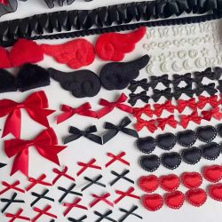 Schwarz-Rotes Spitzen-DIY-Bastelset für Taschen, Abzeichen, Kartenhalter, Dekoration, Itabag, Tani Mi Zubehör, Handgemachte Bastelmaterialien