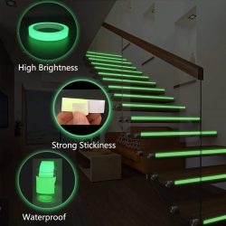 1 Rolle fluoreszierendes, selbstklebendes, im Dunkeln leuchtendes Klebeband, Lichtleiste, Feuerkanal, Bühnendekoration, Sicherheitsausgang, Warnaufkleber