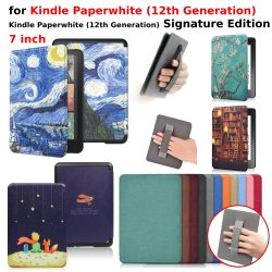 Für Kindle Paperwhite 12. Generation Hülle 2024 Signature Edition 7 Zoll Ledertasche mit Handschlaufe SA568B Auto Sleep Cover