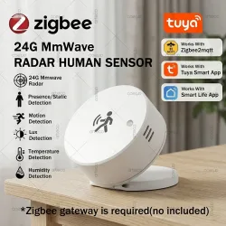 Intelligenter Zigbee-Anwesenheitssensor mit 24G mmWave-Radar, PIR-Bewegungsmelder, Beleuchtungs-, Temperatur- und Feuchtigkeitssensor für Tuya Z2M Heimsicherheitsautomatisierung