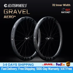 ELITEWHEELS Neueste Aero+ Gravel-Laufräder mit Wing-Profil, 20 Speichen, Ratchet-System, 50T TPI Lagernabe, 32 mm Innenbreite, Carbon-Laufradsatz