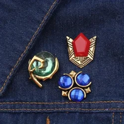 Zeldas Hylian Shield Brosche Pins Majoras Maske Spirituelle Steine Meister Schwert Abzeichen Broschen Anstecknadel Jeans Hemd Tasche Schmuck